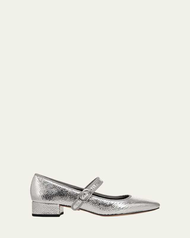 Cade Metallic Mary Jane Ballerina Pumps